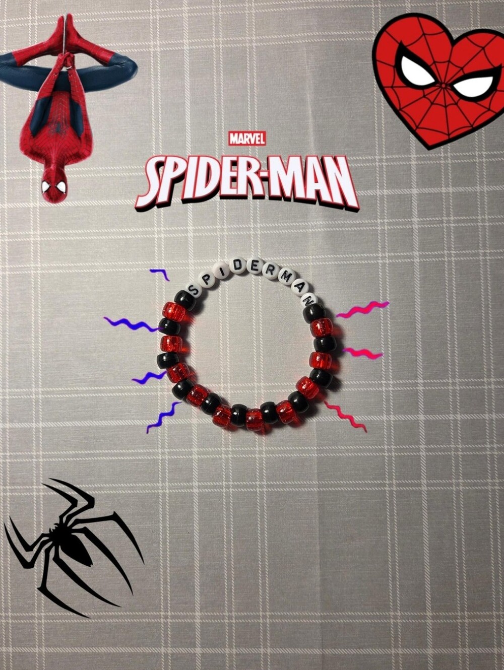 Marvel 'SPIDERMAN' Handmade Kandi Beaded Bracelet